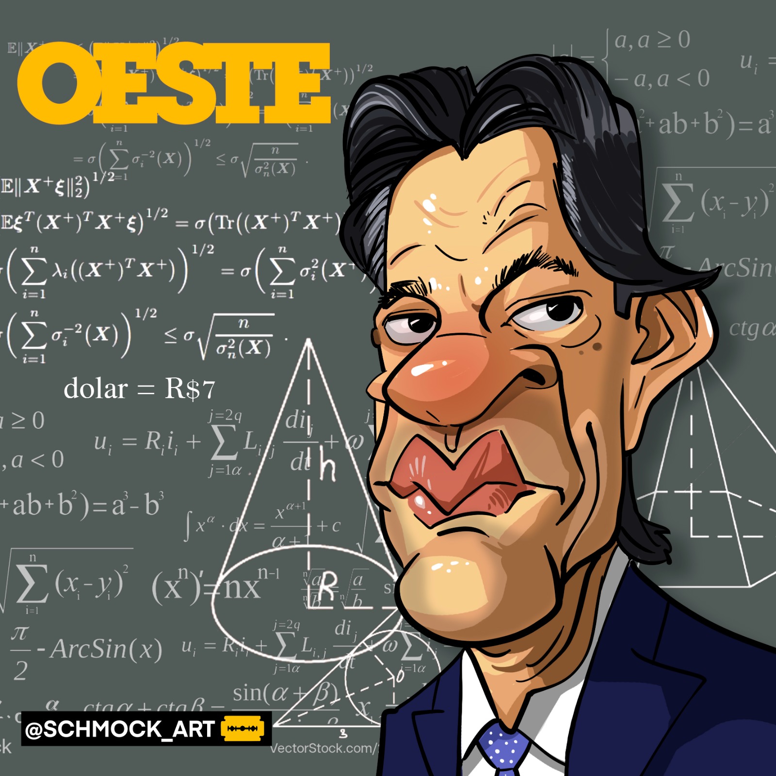 Caricatura do ministro da Fazenda, Fernando Haddad. Por Schmock