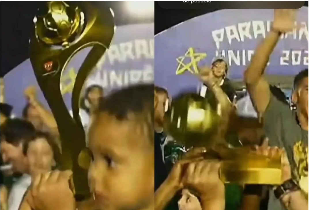Troféu de campeão estadual desmonta e cai em festa de título na Paraíba