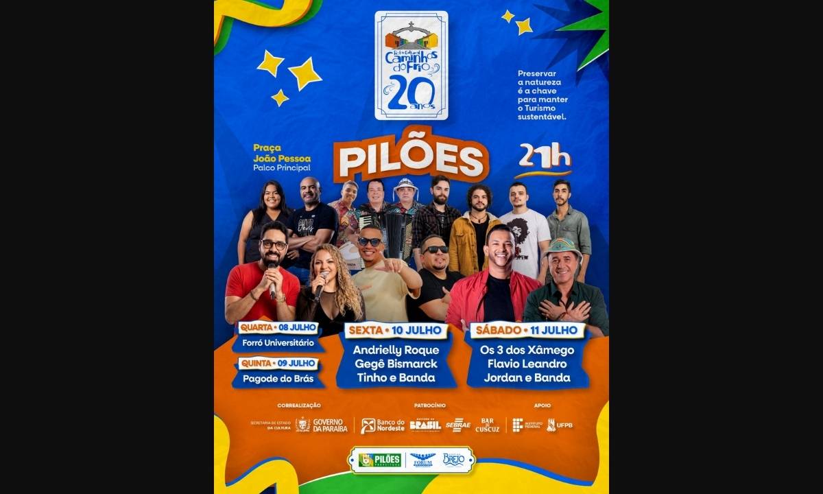Matinhas, de 15 a 19 de julho; Solânea, de 22 a 26 de julho; Serraria, de 29 de